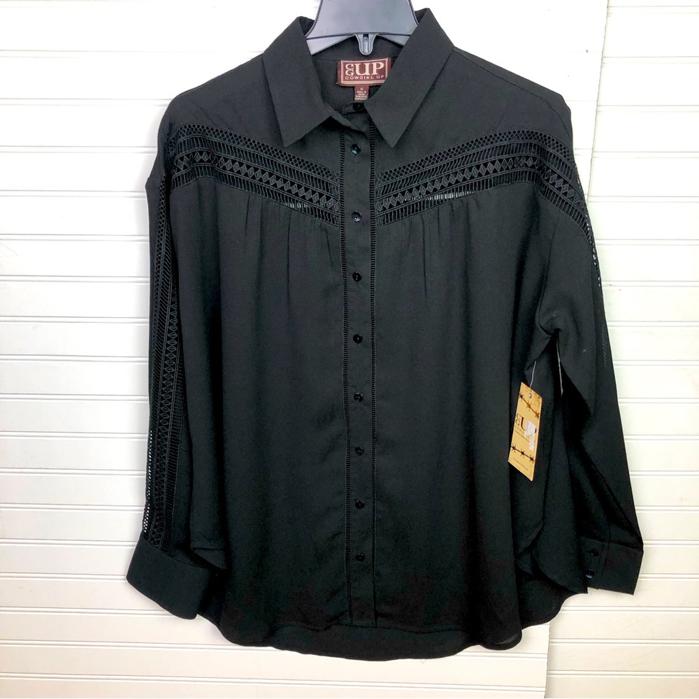 NWT Cowgirl Up Black Western Dressy Blouse